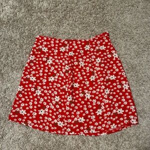 Red Floral Mini Skirt Size Small